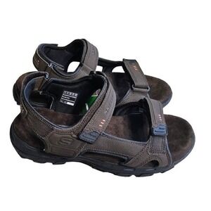SKECHERS Sandals Mans Sz 9 Gander Louden‎ Shoes New Brown Vegan Memory Foam